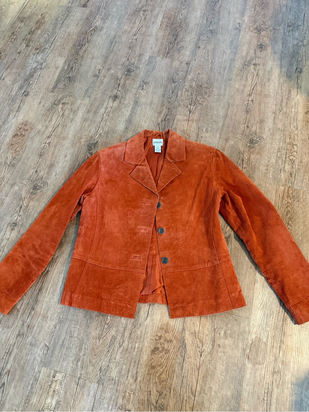 Chico's Rust Orange leather suede Button Jacket